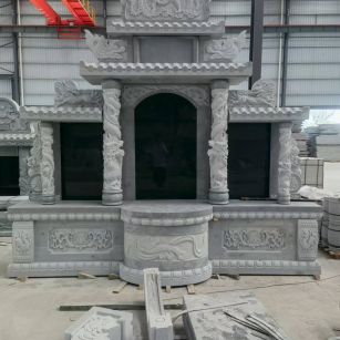 大连 芝麻灰高档墓碑，土墓，可定制