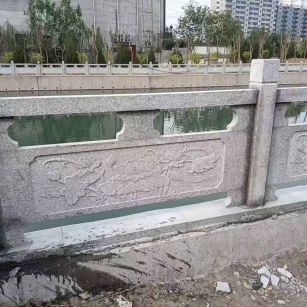 大连 芙蓉白大花桥梁、河道，石材栏杆、围栏、护栏