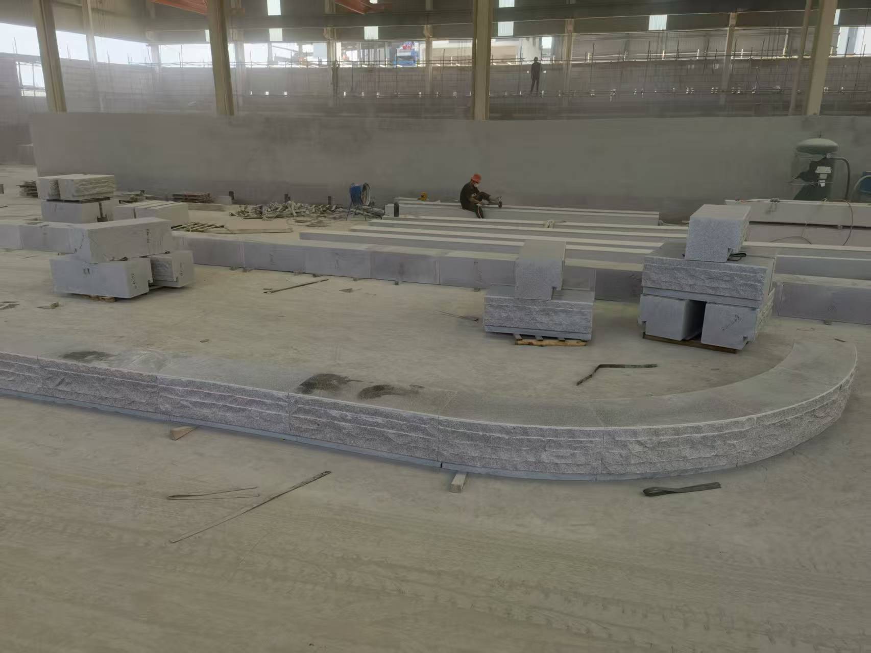 大连 芝麻白整石坐凳（光面+自然面）