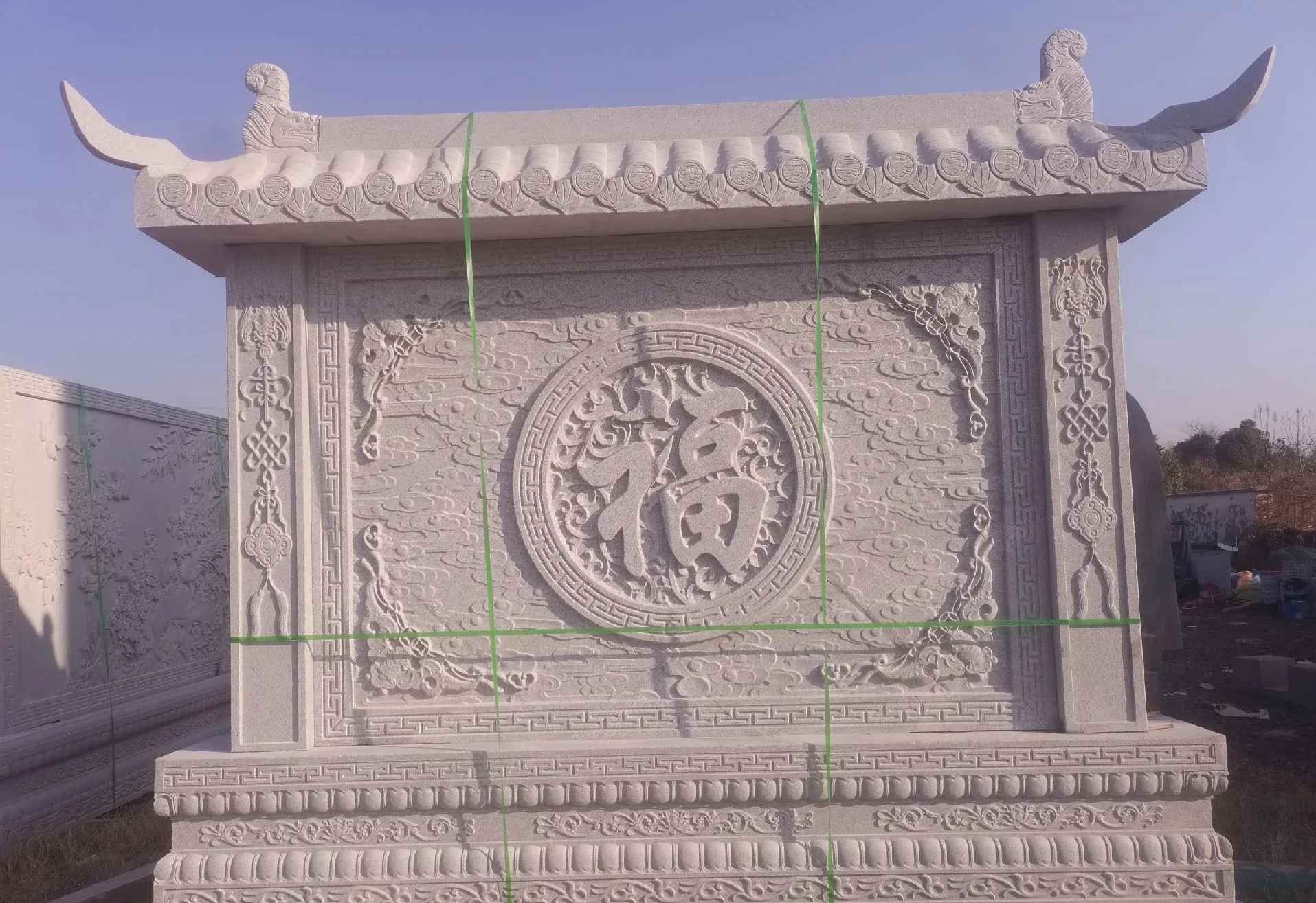 大连 芝麻白花岗岩屏风，照壁，影壁